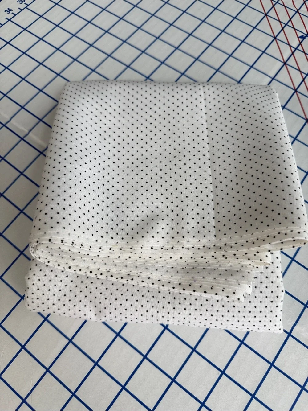 Vintage Black Micro Dot Fabric 3 Yards x 44” White Cotton Blend Polka Dot